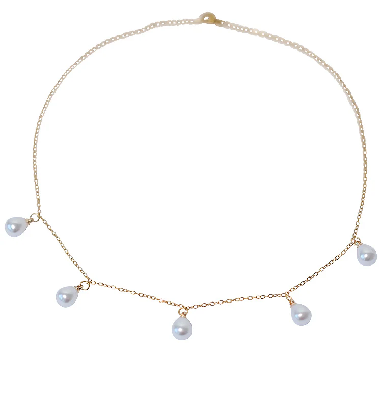 Mona five pearls necklace gold - Bild 2