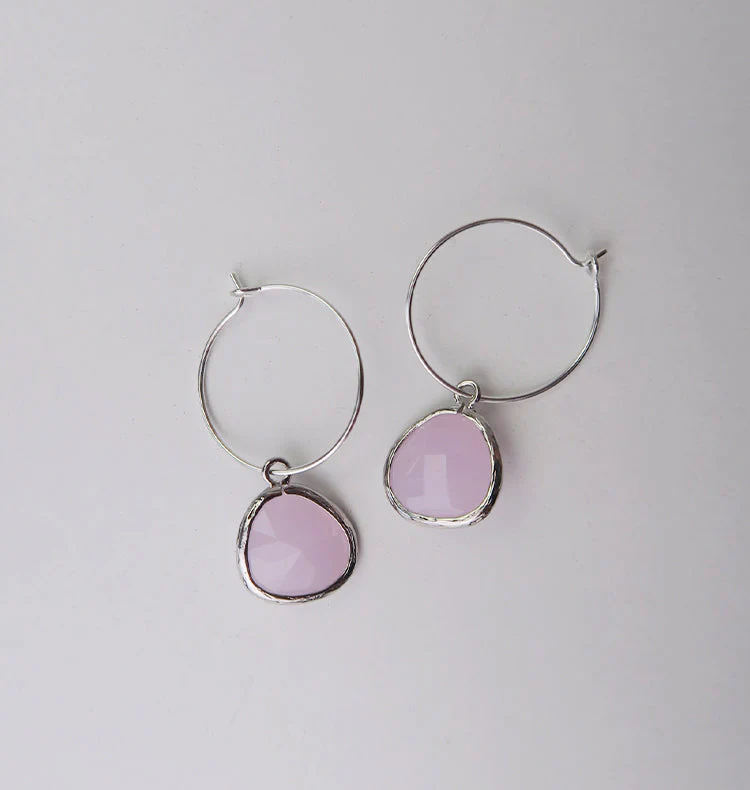 Teardrop Hoops silver pink - Bild 2